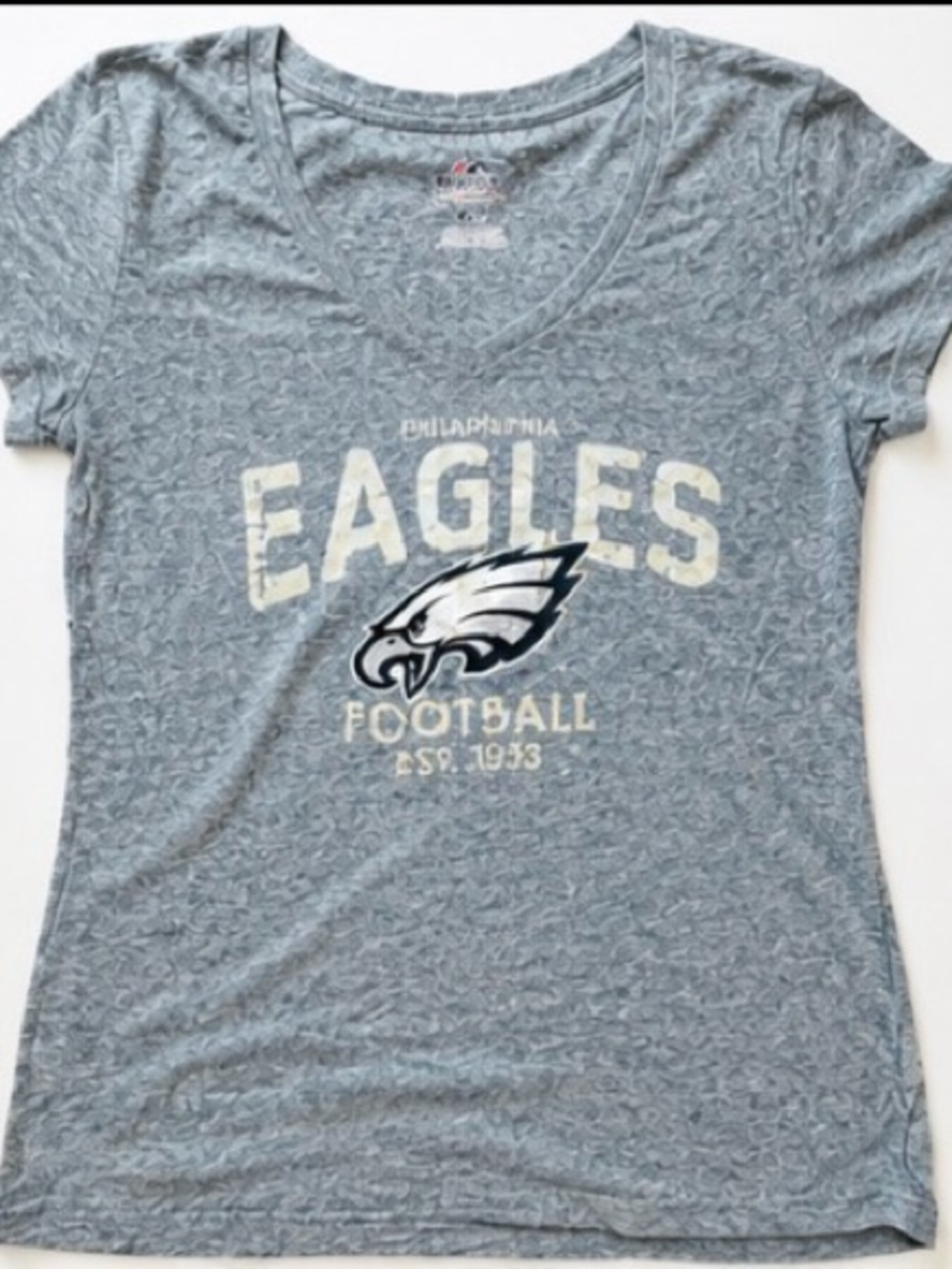 NFL Philadelphia Eagles Women's Heather Gray V-Neck Tee